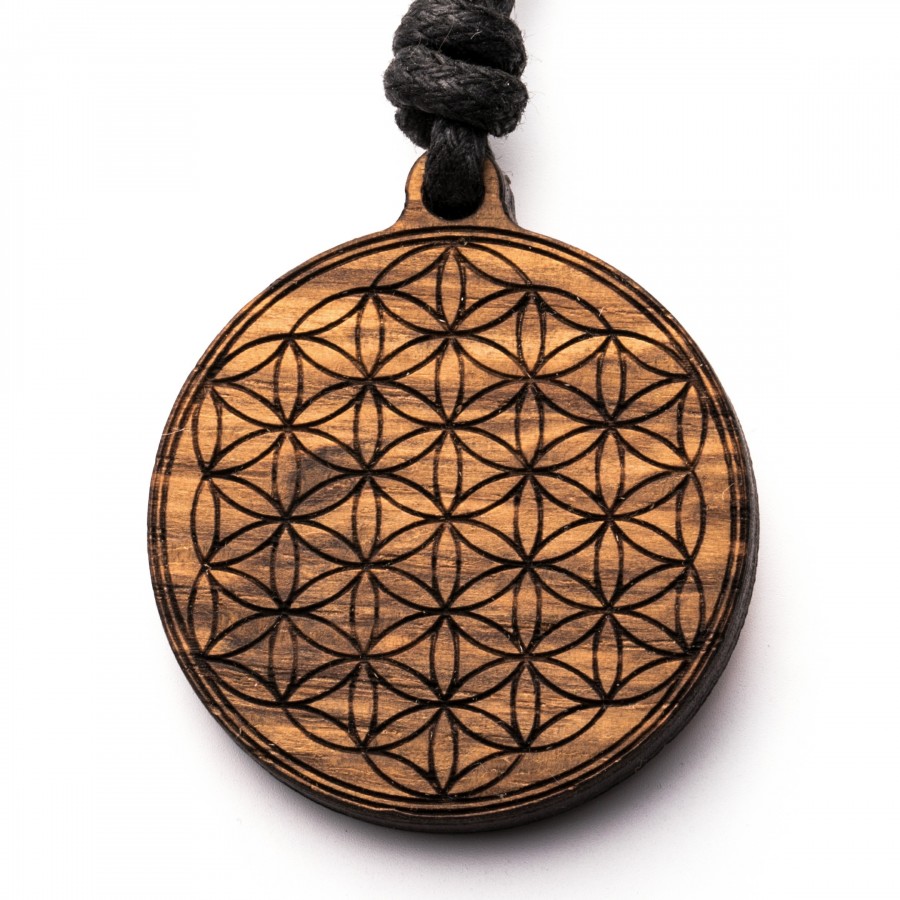 Blume des Lebens Kreis Kette Holzschmuck aus Naturholz