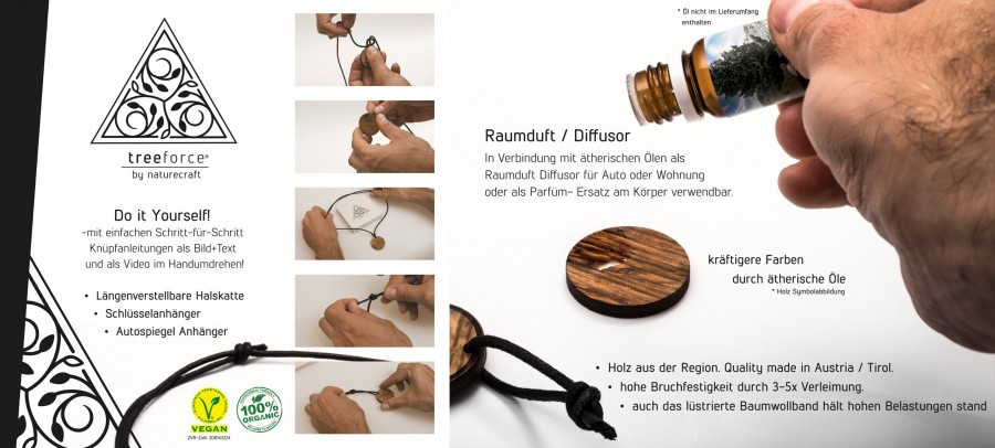 Holz Schmuck von NatureCraft - Holz Halsketten - Holz Ohrringe -  Naturschmuck - Handcrafted Jewellery - made in Tyrol, Austria - Vegan -  Upcycled - Online Shop - Ketten - 3in1 DIY Schmuck - Indischer Elefant