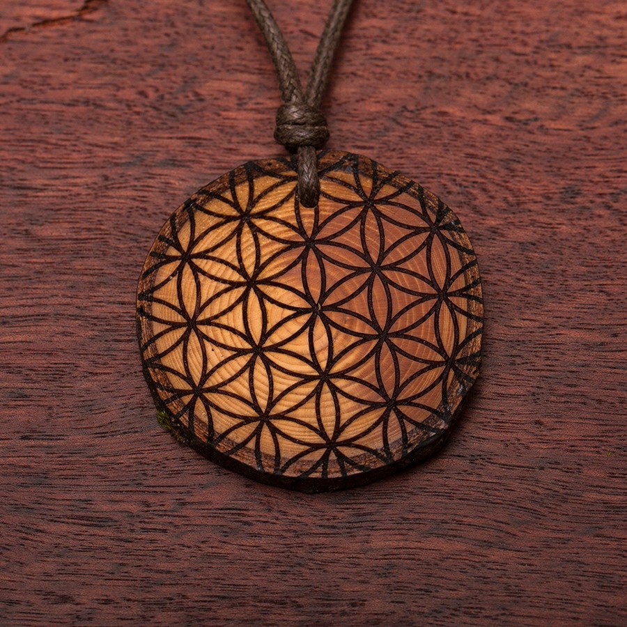 Blume des Lebens Kette Holzschmuck aus Naturholz