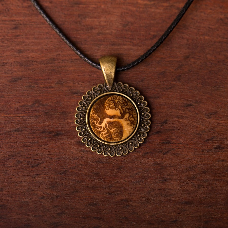 Baum des Lebens Yin Yang Kette Holzschmuck aus Naturholz