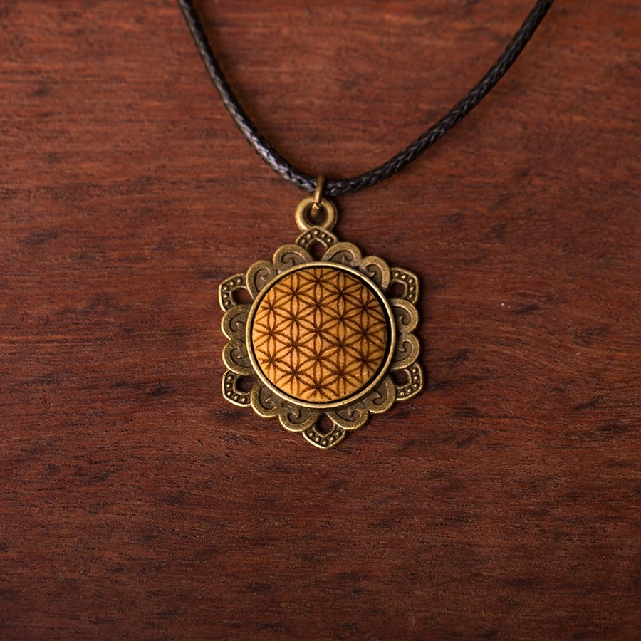 Blume des Lebens Kette Holzschmuck aus Naturholz