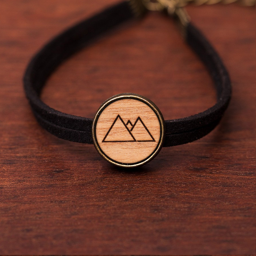 Berge Geometrie Armkette Holzschmuck aus Naturholz