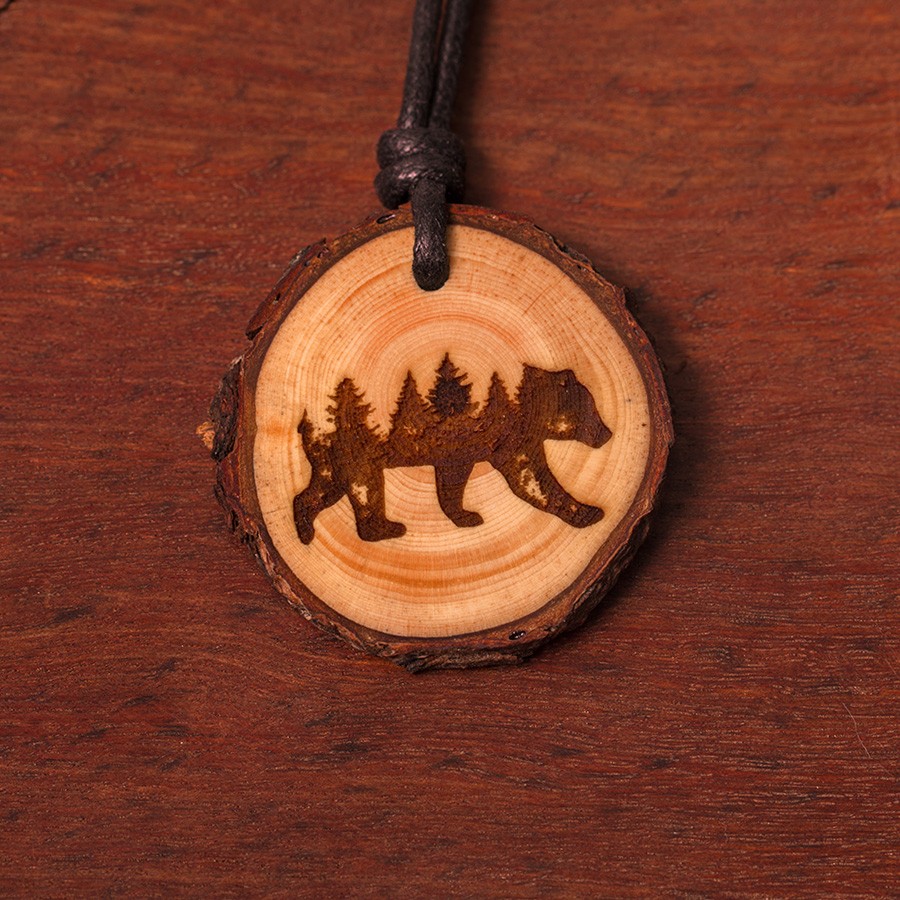 Bär Natur Kette Holzschmuck aus Naturholz