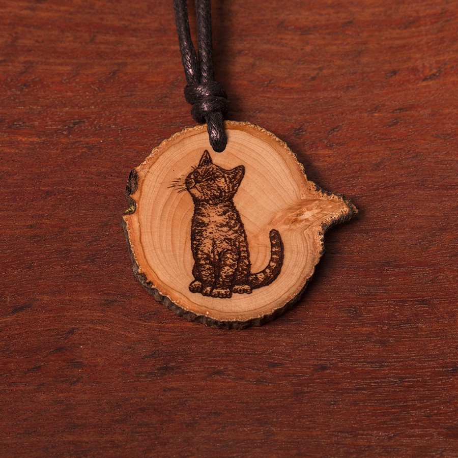 Katze Kette Holzschmuck aus Naturholz