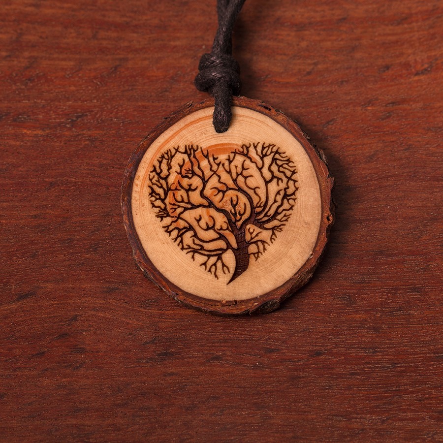 Baum Herz Kette Holzschmuck aus Naturholz