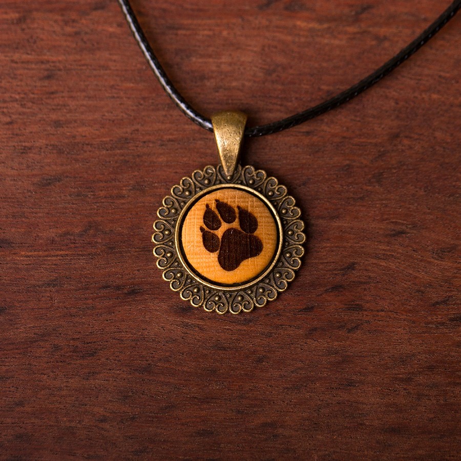 Pfote Hund Kette Holzschmuck aus Naturholz