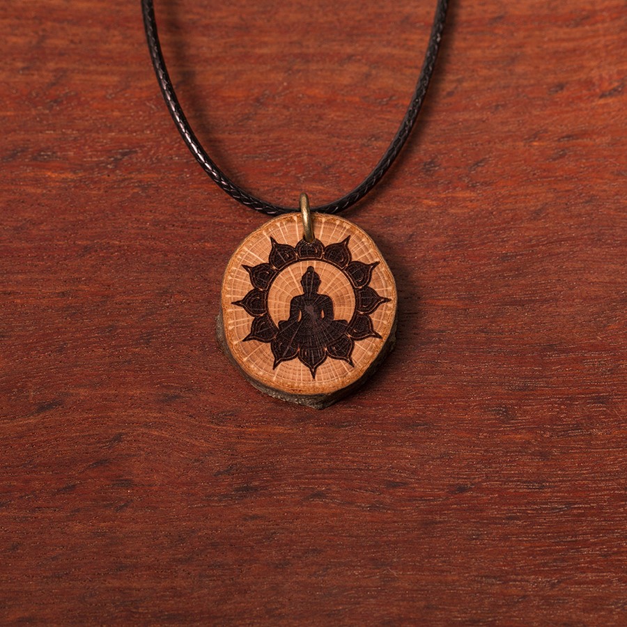 Buddha Sonne Kette Holzschmuck aus Naturholz