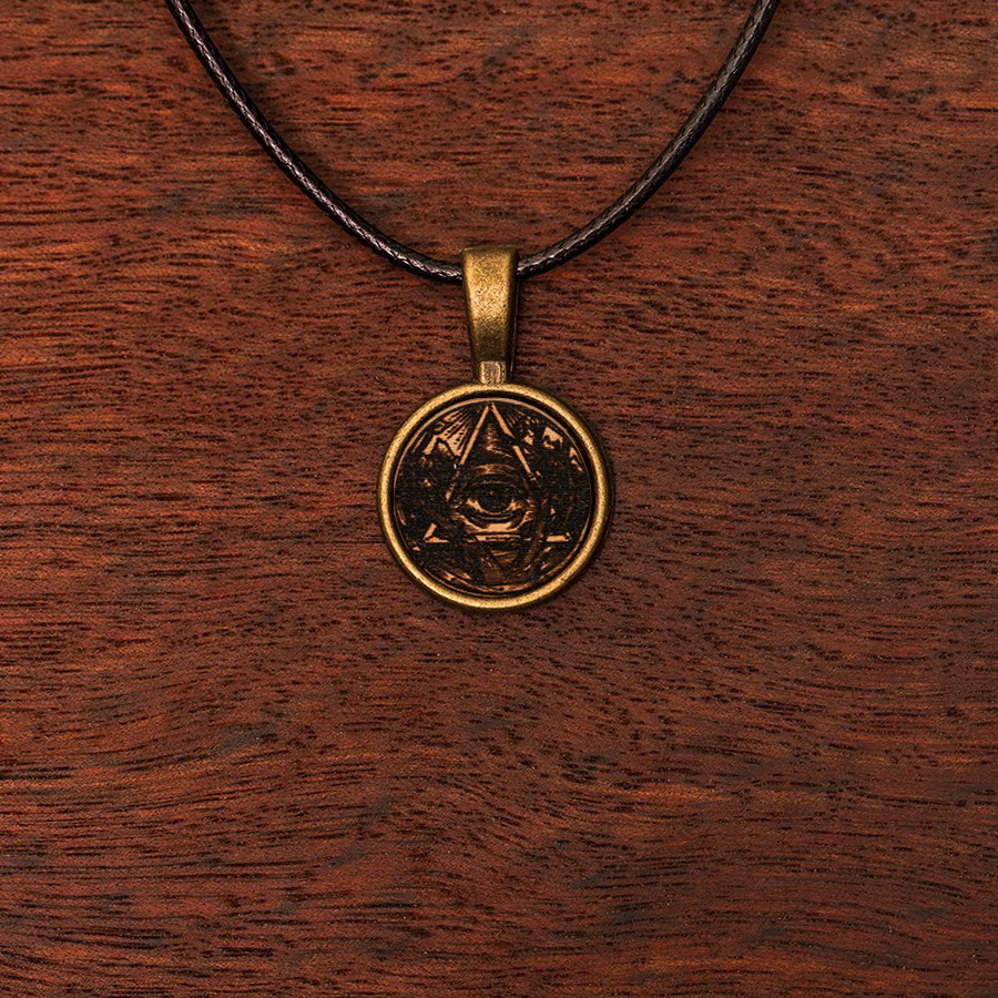 Allsehendes Auge Kette Holzschmuck aus Naturholz