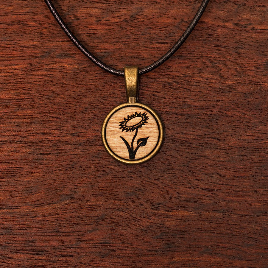 Vegan Blume Kette Holzschmuck aus Naturholz