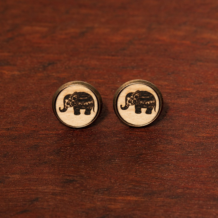 Elefant Ohrstecker Holzschmuck aus Naturholz