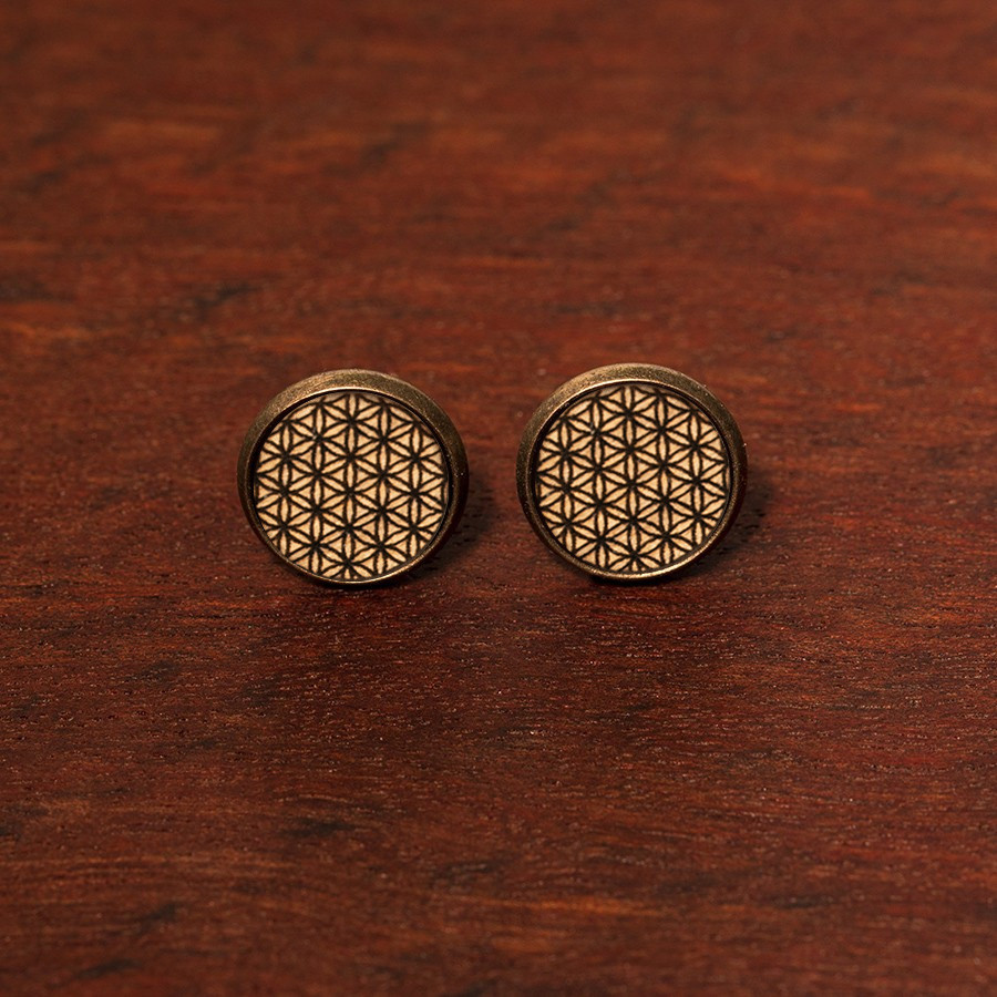 Blume des Lebens Ohrstecker Holzschmuck aus Naturholz
