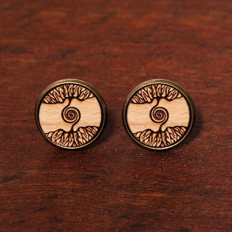 Baumspirale Ohrstecker Holzschmuck aus Naturholz