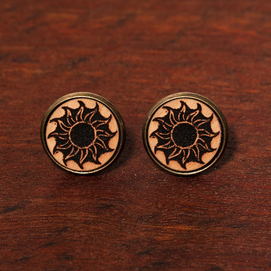 Sonne Ohrstecker Holzschmuck aus Naturholz