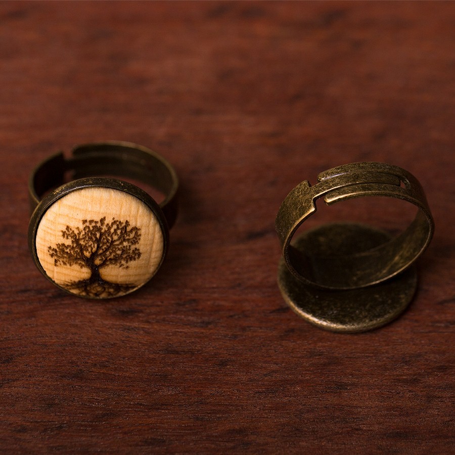 Baum des Lebens Ring Holzschmuck aus Naturholz