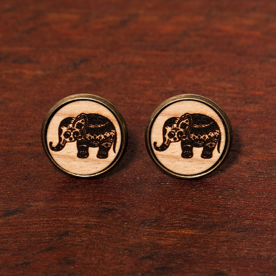 Elefant Ohrstecker Holzschmuck aus Naturholz