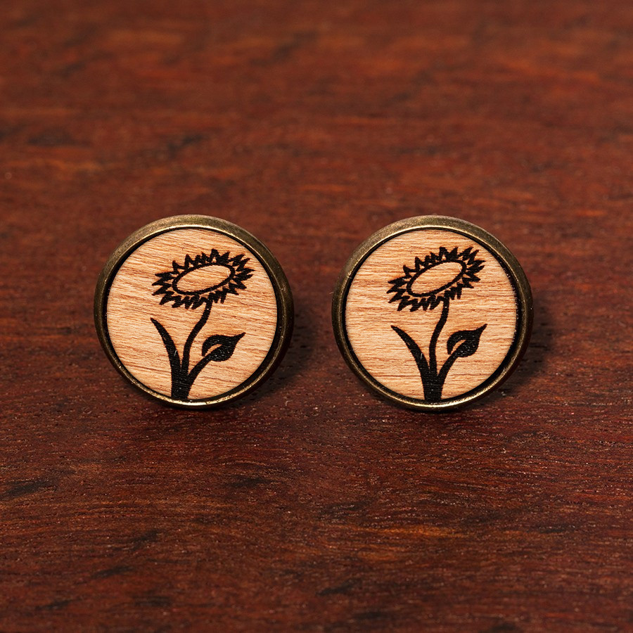 Vegan Blume Ohrstecker Holzschmuck aus Naturholz