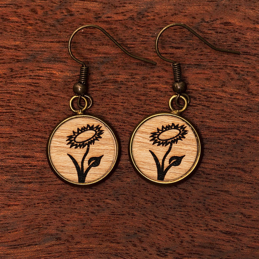 Vegan Blume Ohrringe Holzschmuck aus Naturholz