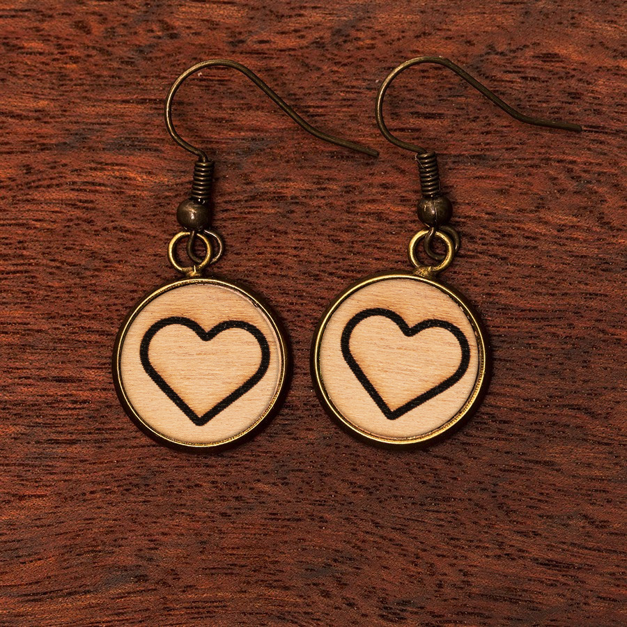 Herz Ohrringe Holzschmuck aus Naturholz