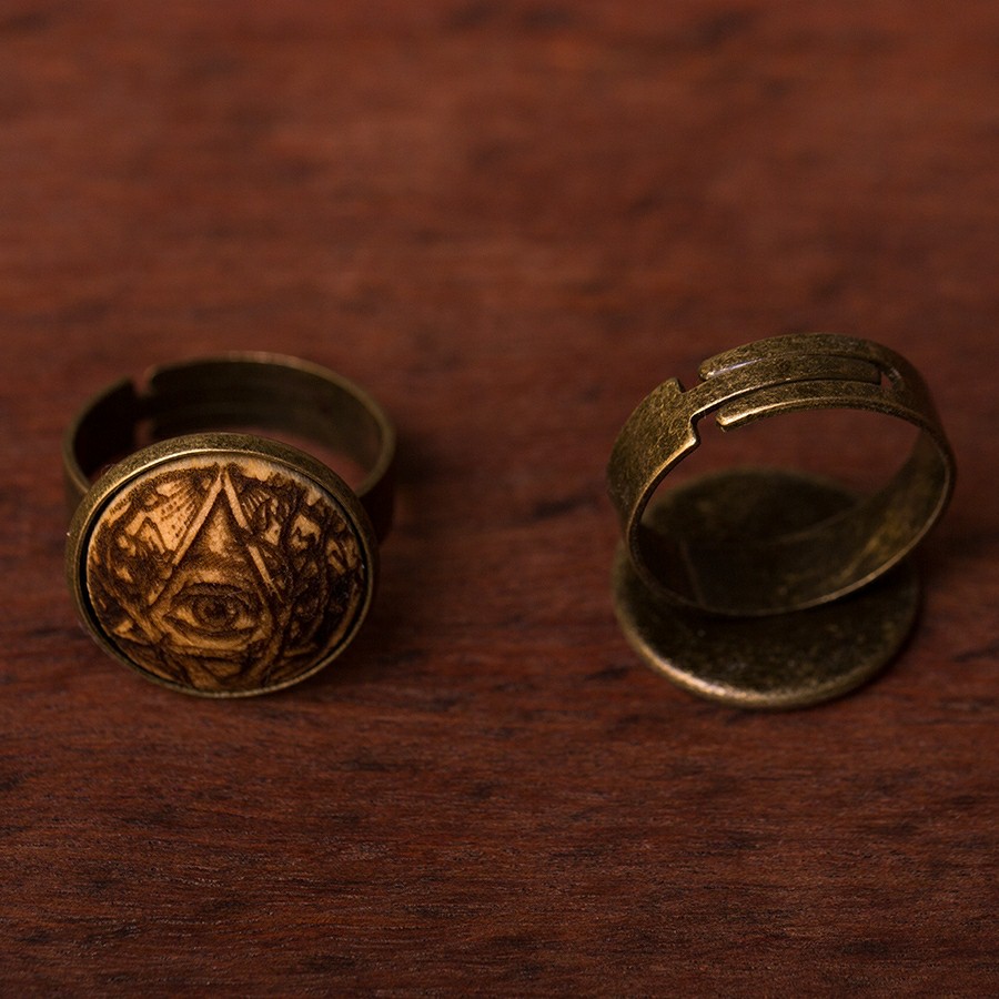 Allsehendes Auge 1 Ring Holzschmuck aus Naturholz