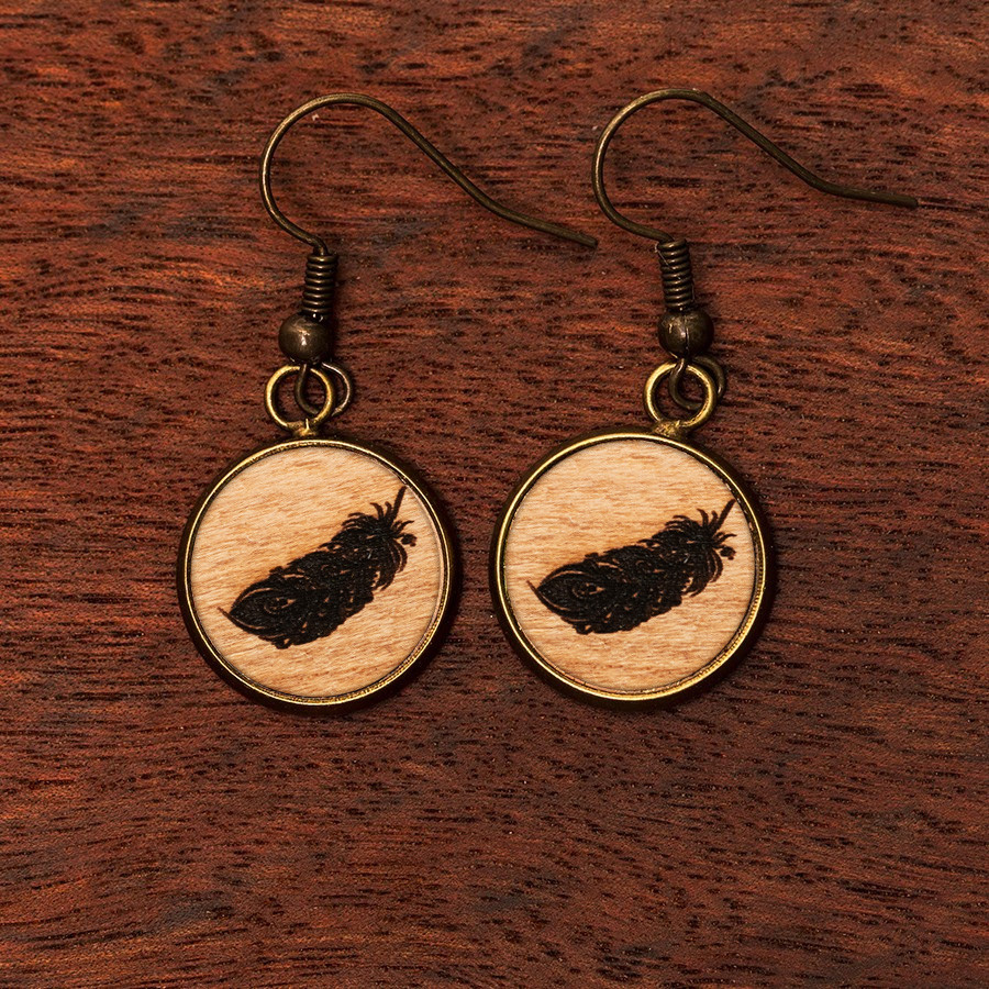 Feder Ohrringe Holzschmuck aus Naturholz