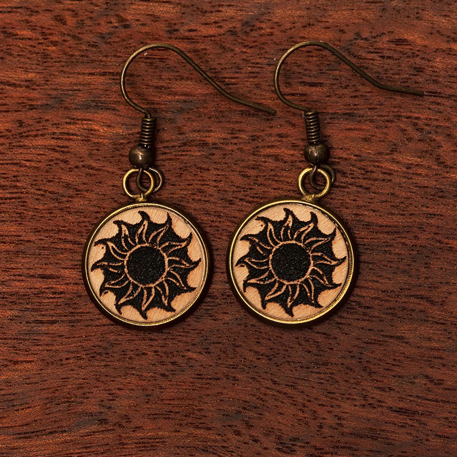 Sonne Ohrringe Holzschmuck aus Naturholz