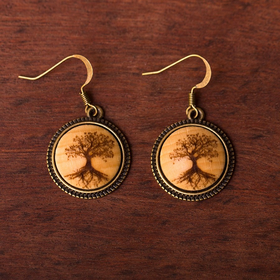 Baum des Lebens Ohrringe Holzschmuck aus Naturholz