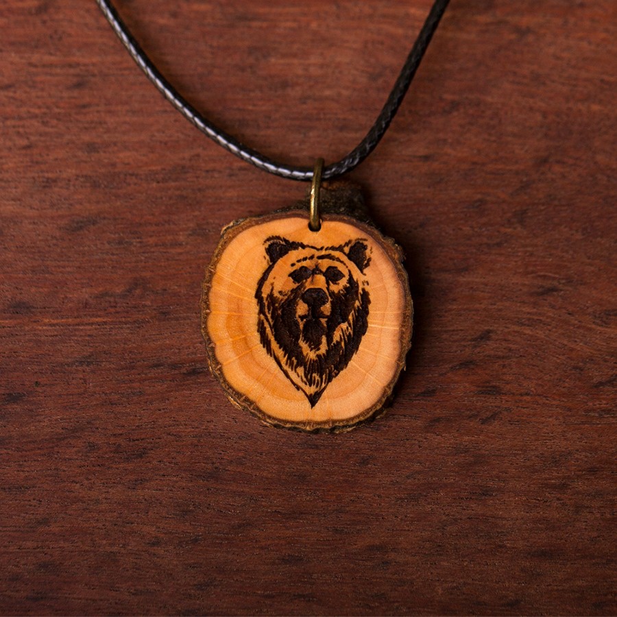 Bär Kette Holzschmuck aus Naturholz