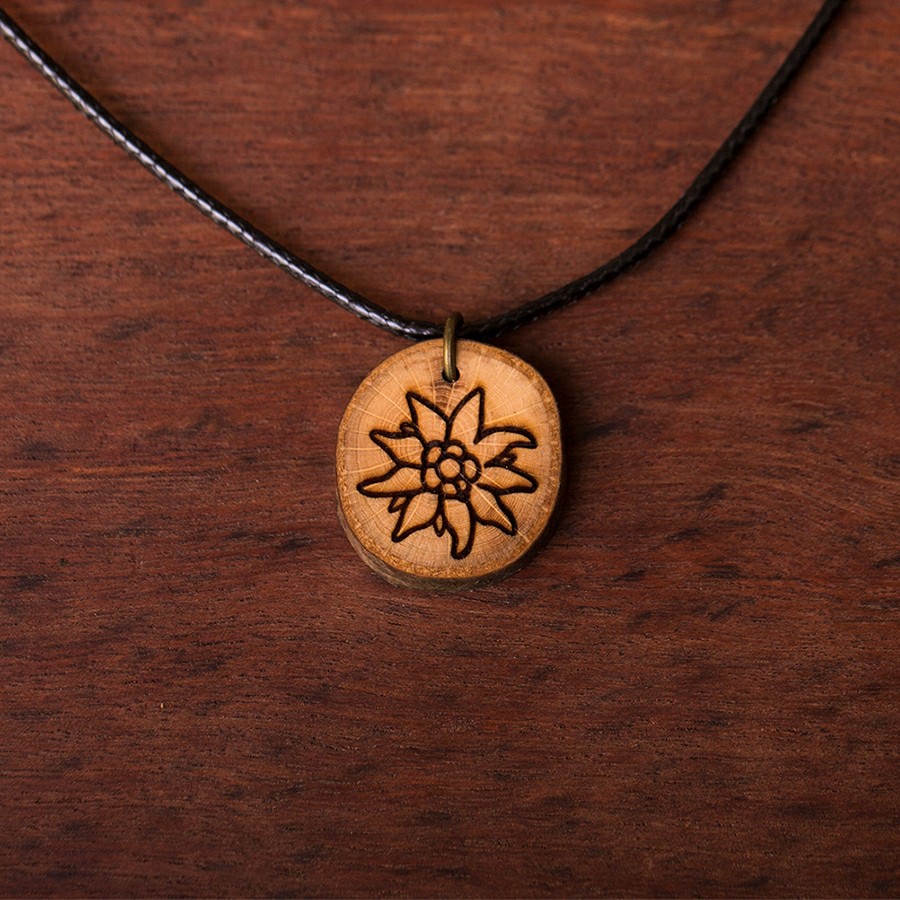 Edelweiss Kette Holzschmuck aus Naturholz