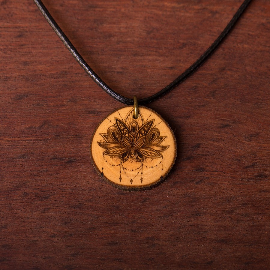 Lotus Flower Kette Holzschmuck aus Naturholz
