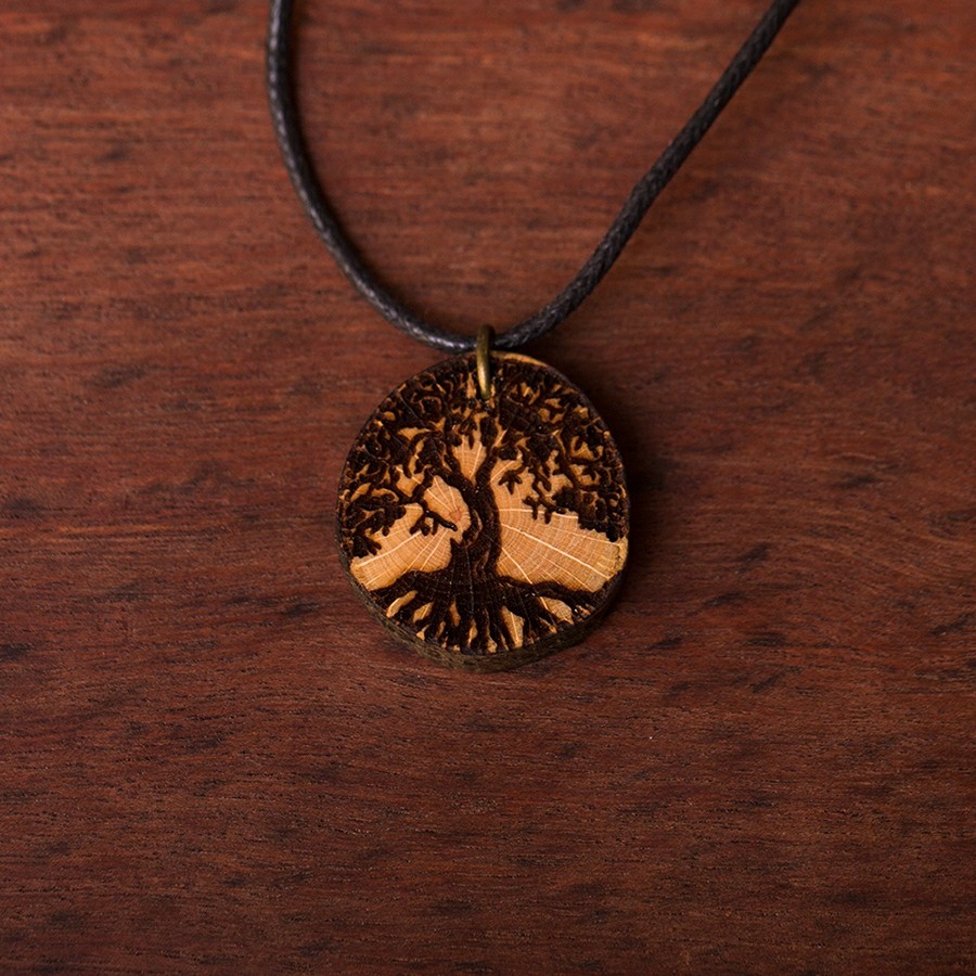 Baum des Lebens 2 Kette Holzschmuck aus Naturholz
