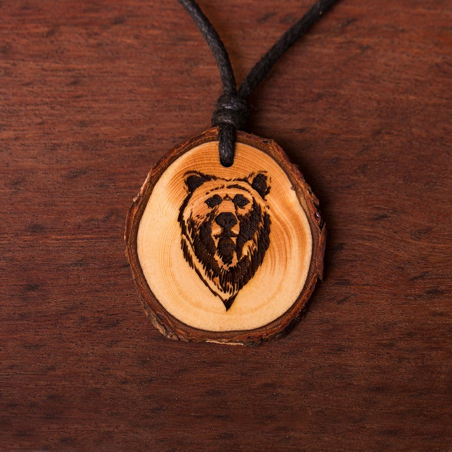 Bär Kette Holzschmuck aus Naturholz