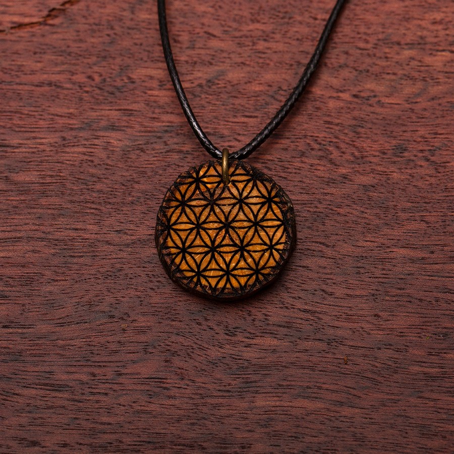 Blume des Lebens Kette Holzschmuck aus Naturholz