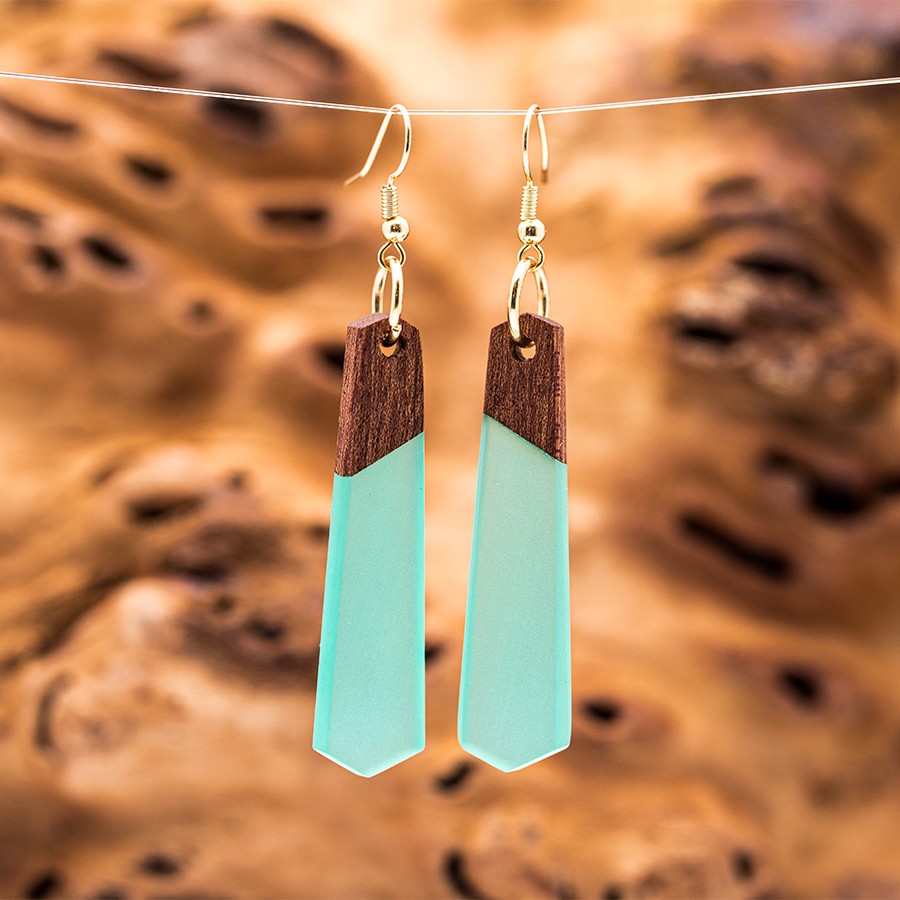 Epoxid Kristallohrringe 3200 Holz Kristall aus Holz und Harz / Resin, Schmuck / Halsketten