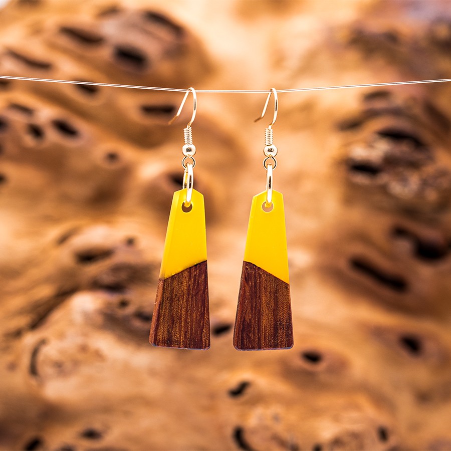Epoxid Kristallohrringe 3201 Holz Kristall aus Holz und Harz / Resin, Schmuck / Halsketten
