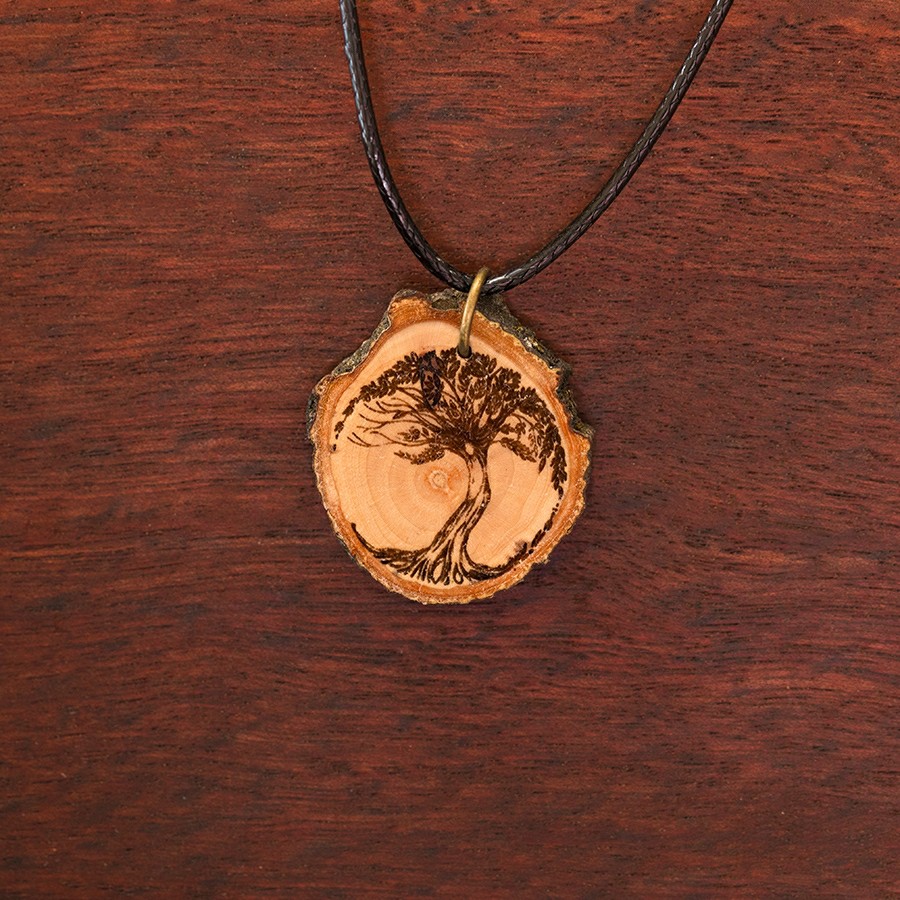 Baum des Lebens 3 Kette Holzschmuck aus Naturholz
