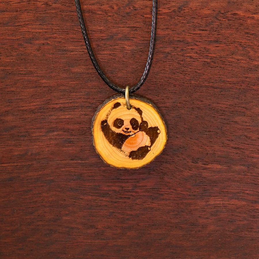 Panda Kette Holzschmuck aus Naturholz