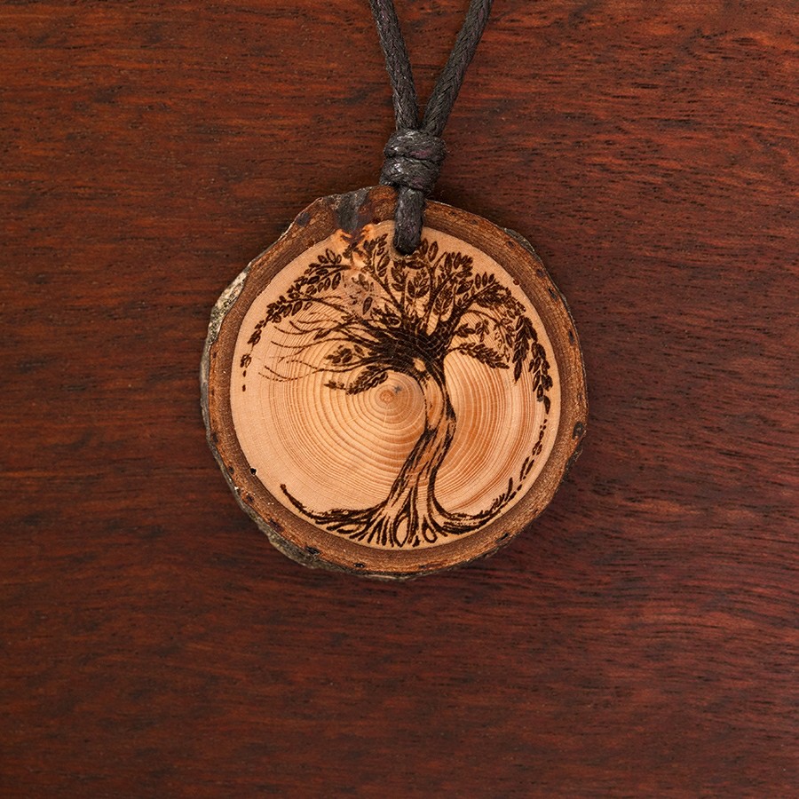 Baum des Lebens 3 Kette Holzschmuck aus Naturholz