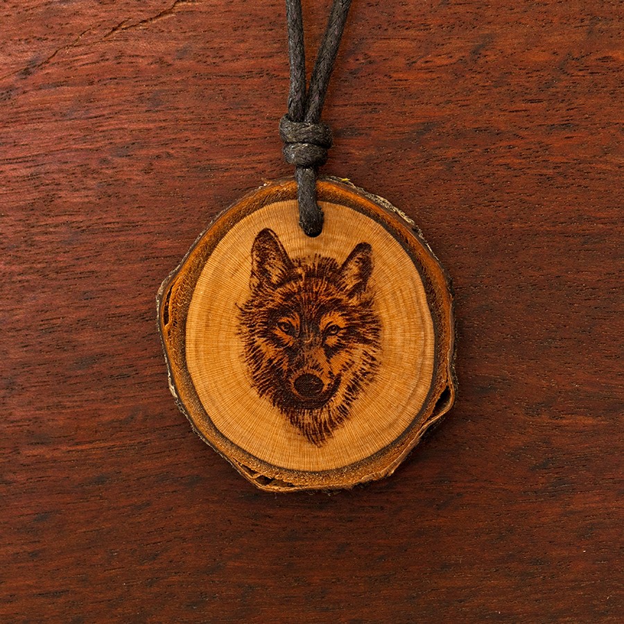 Wolf 2 Kette Holzschmuck aus Naturholz