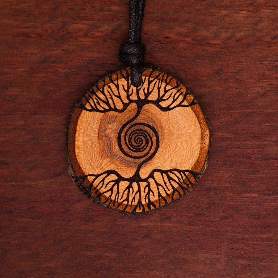 Baum Spirale Kette Holzschmuck aus Naturholz