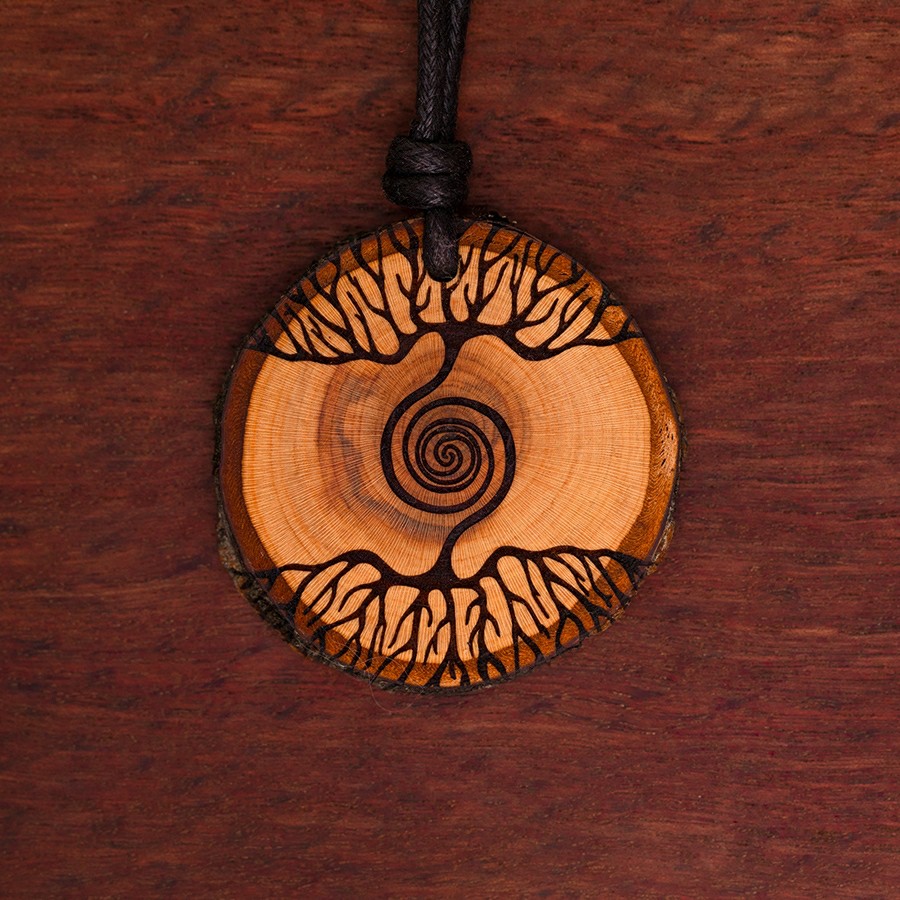 Baum Spirale Kette Holzschmuck aus Naturholz