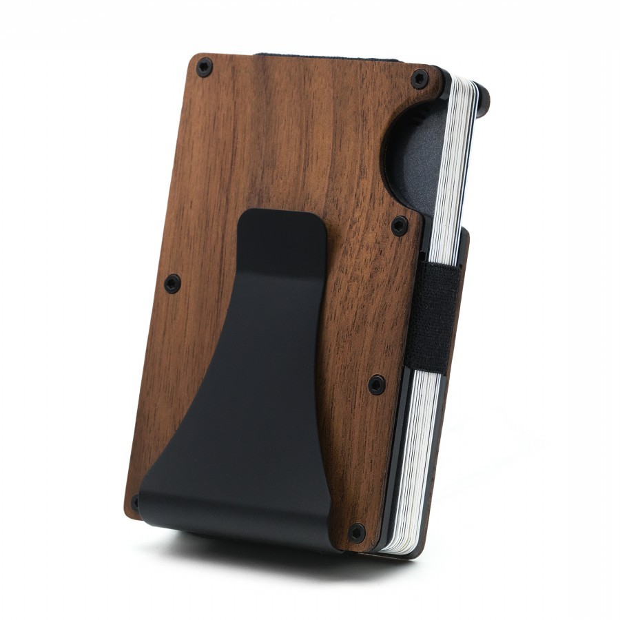 Kreditkartenetui mit Geldclip aus Walnuss mit Multitool und Münzfach Lifestyle Geldtasche aus Holz, Kreditkartenetui, Moneyclip