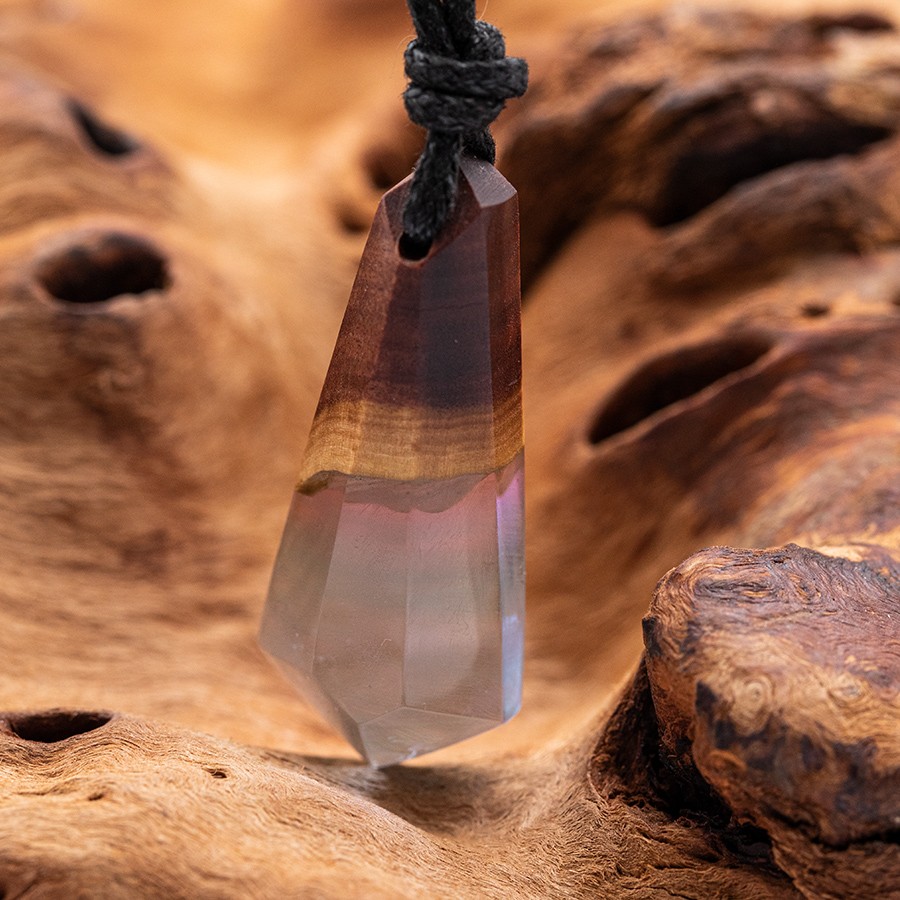Epoxid Kristall 4338 Holz Kristall aus Holz und Harz / Resin, Schmuck / Halsketten