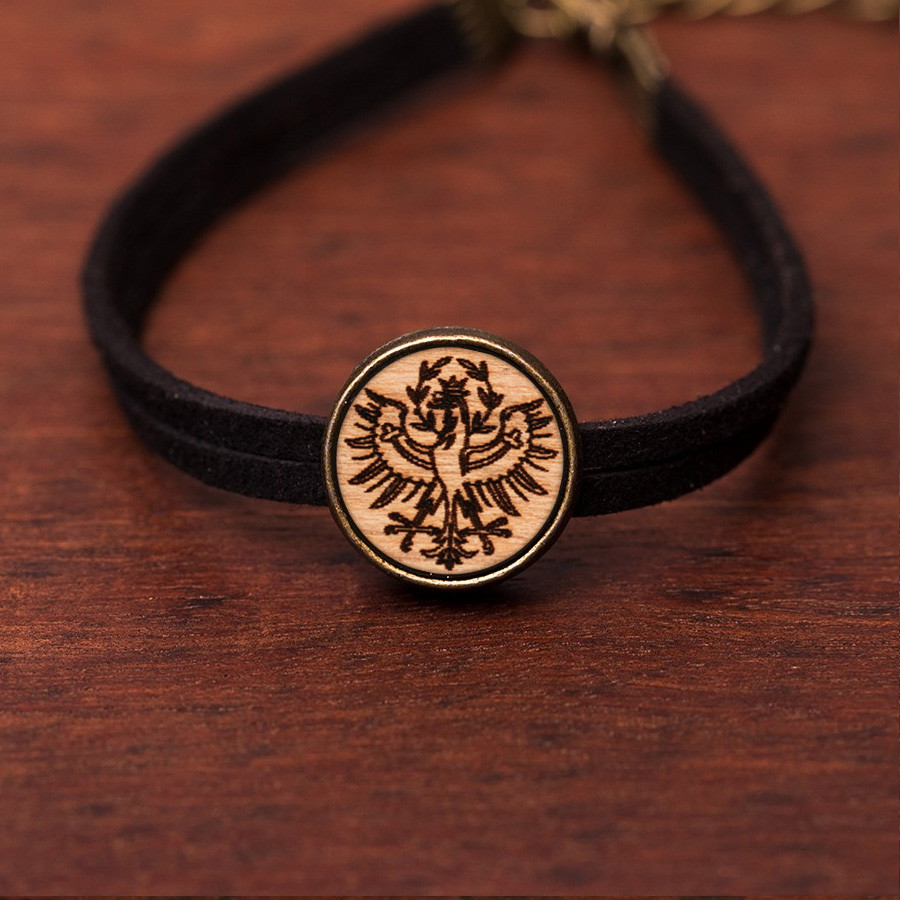 Tiroler Adler Weiß Armkette Holzschmuck aus Naturholz
