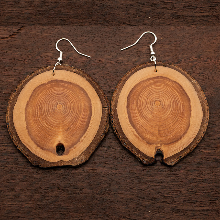Tanne 4890 Ohrringe Holzschmuck aus Naturholz