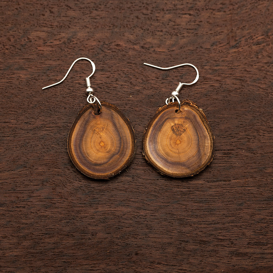 Zwetschge 4913 Ohrringe Holzschmuck aus Naturholz
