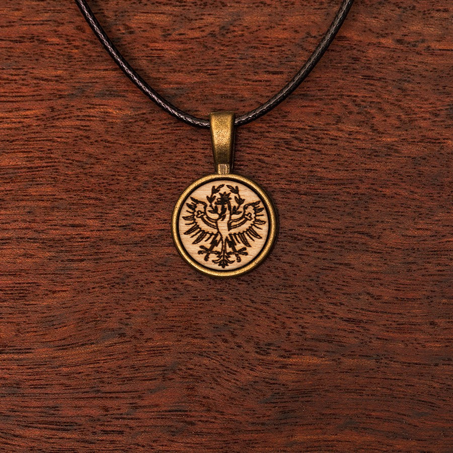 Tiroler Adler Weiß Kette Holzschmuck aus Naturholz