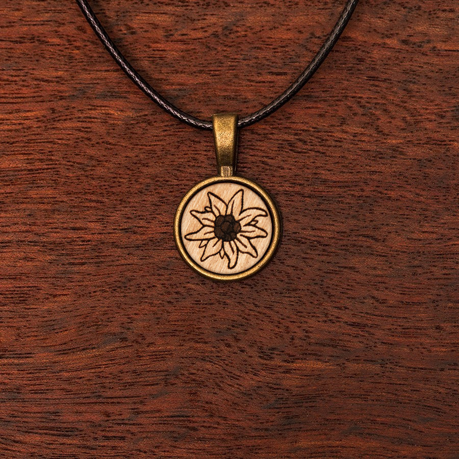 Edelweiß Kette Holzschmuck aus Naturholz
