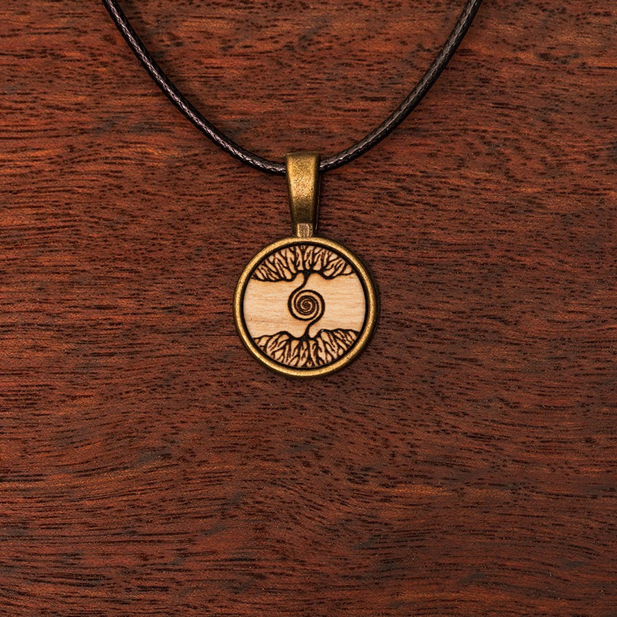 Baumspirale Kette Holzschmuck aus Naturholz