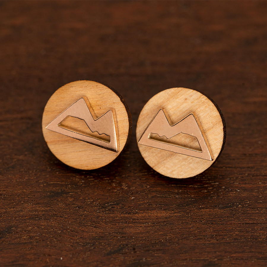 Berge Ohrstecker Holzschmuck aus Naturholz