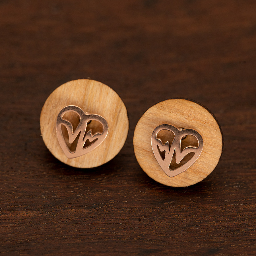 Heartbeat Ohrstecker Holzschmuck aus Naturholz